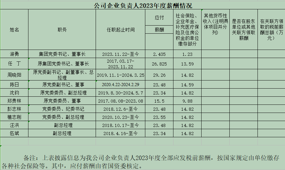 87f97587-7e1b-4f4b-85e6-7d24adddcb30 公司企业负责人2023年度薪酬情况